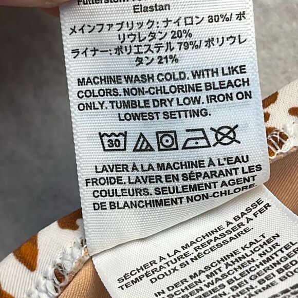 J. CREW One Piece Swimsuit XXL Brown White Animal Print Ruched One Shoulder - Picture 7 of 13